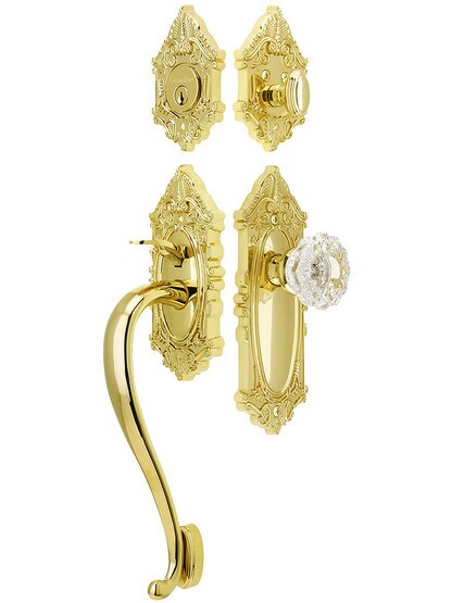 Grandeur Grande Victorian Thumblatch Entrance Set With Versailles Knob in PVD.